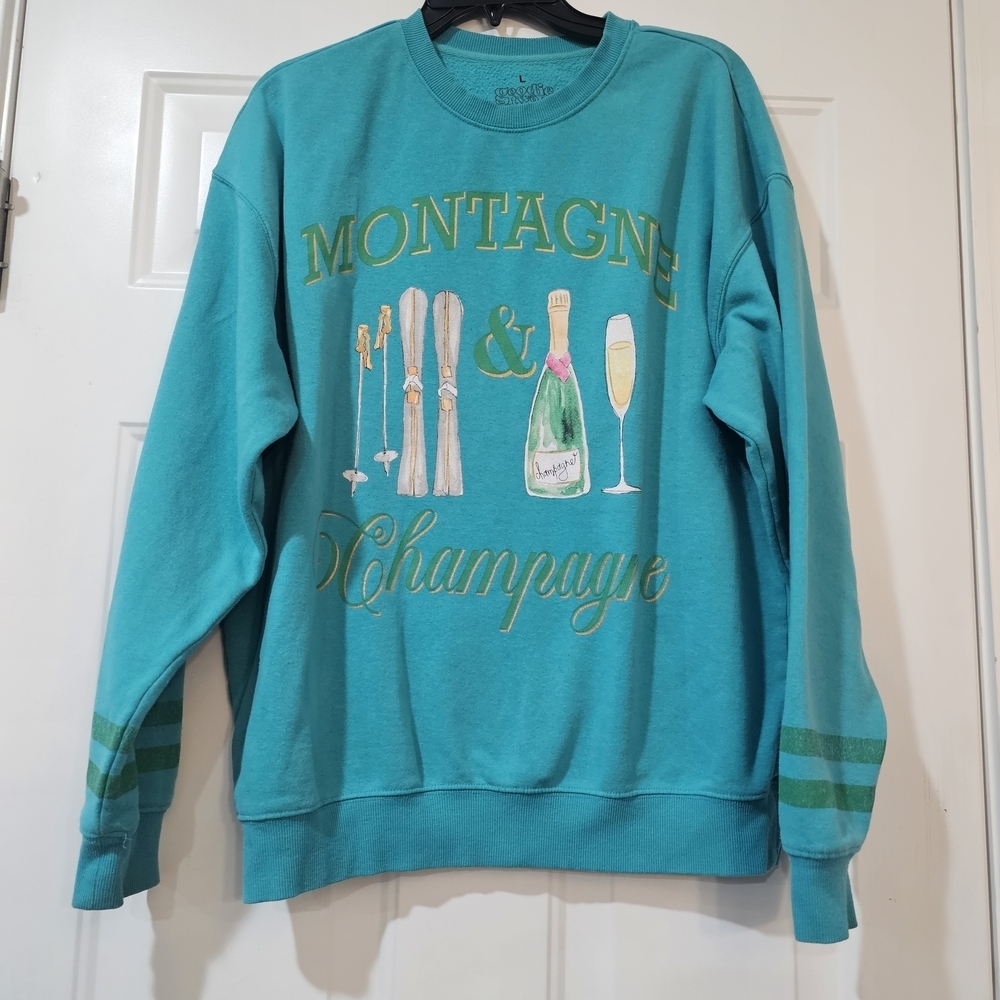 Goodie Two Sleeves Sweatshirt Montagne Champagne Size Large Cozy{Bx12}